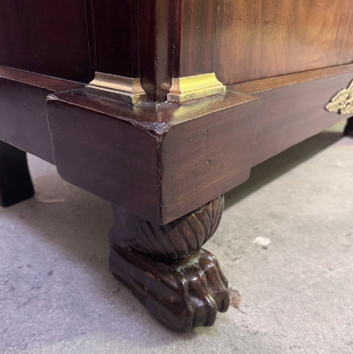 A Rare Empire Period Mahogany Secretary Desk With Four Columns Surmounted By Bronze Capitals.-photo-6