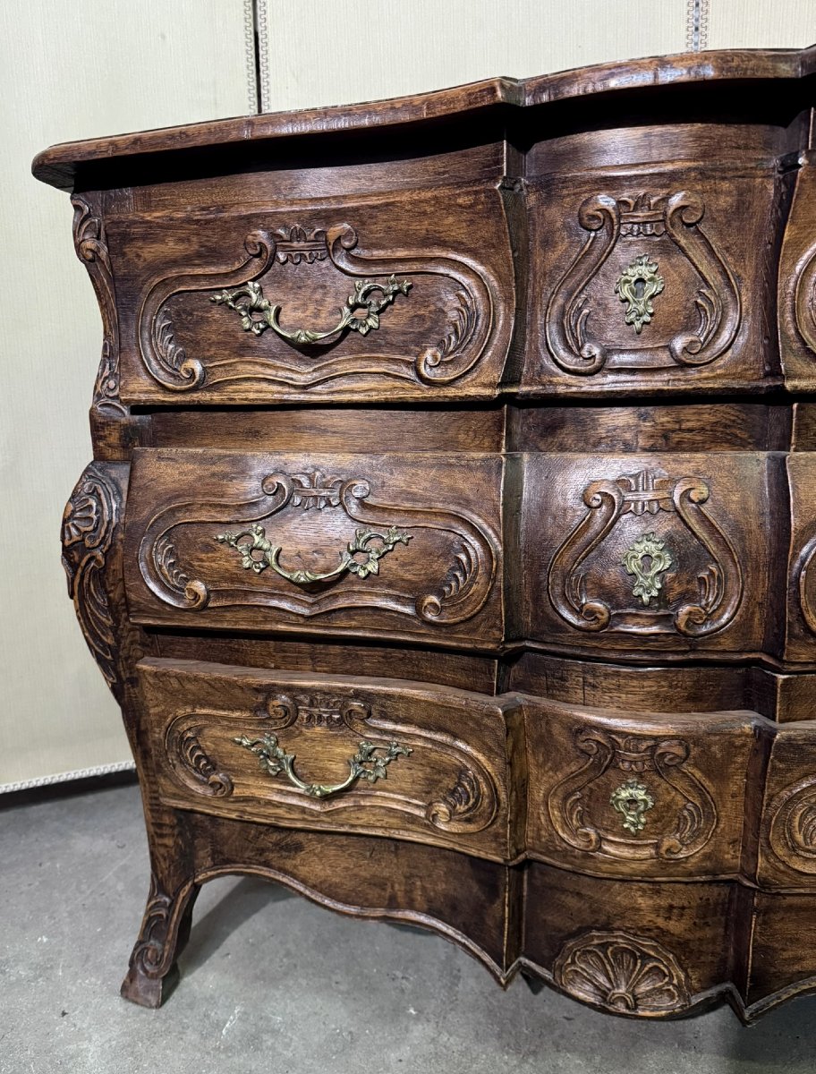 Louis XV Style Provençal Bombé Commode In Solid Wood-photo-2