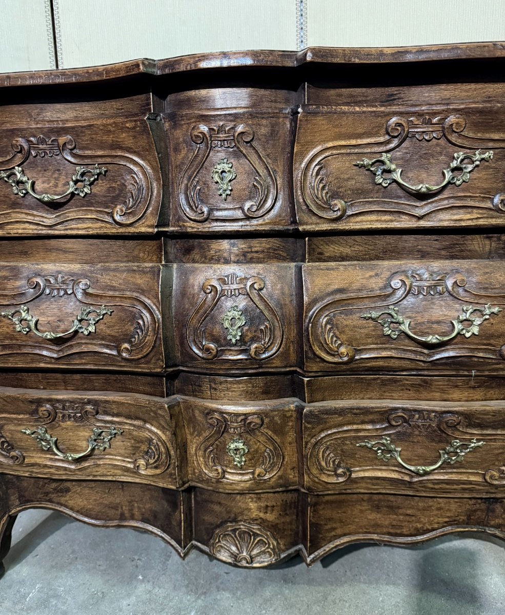 Louis XV Style Provençal Bombé Commode In Solid Wood-photo-3