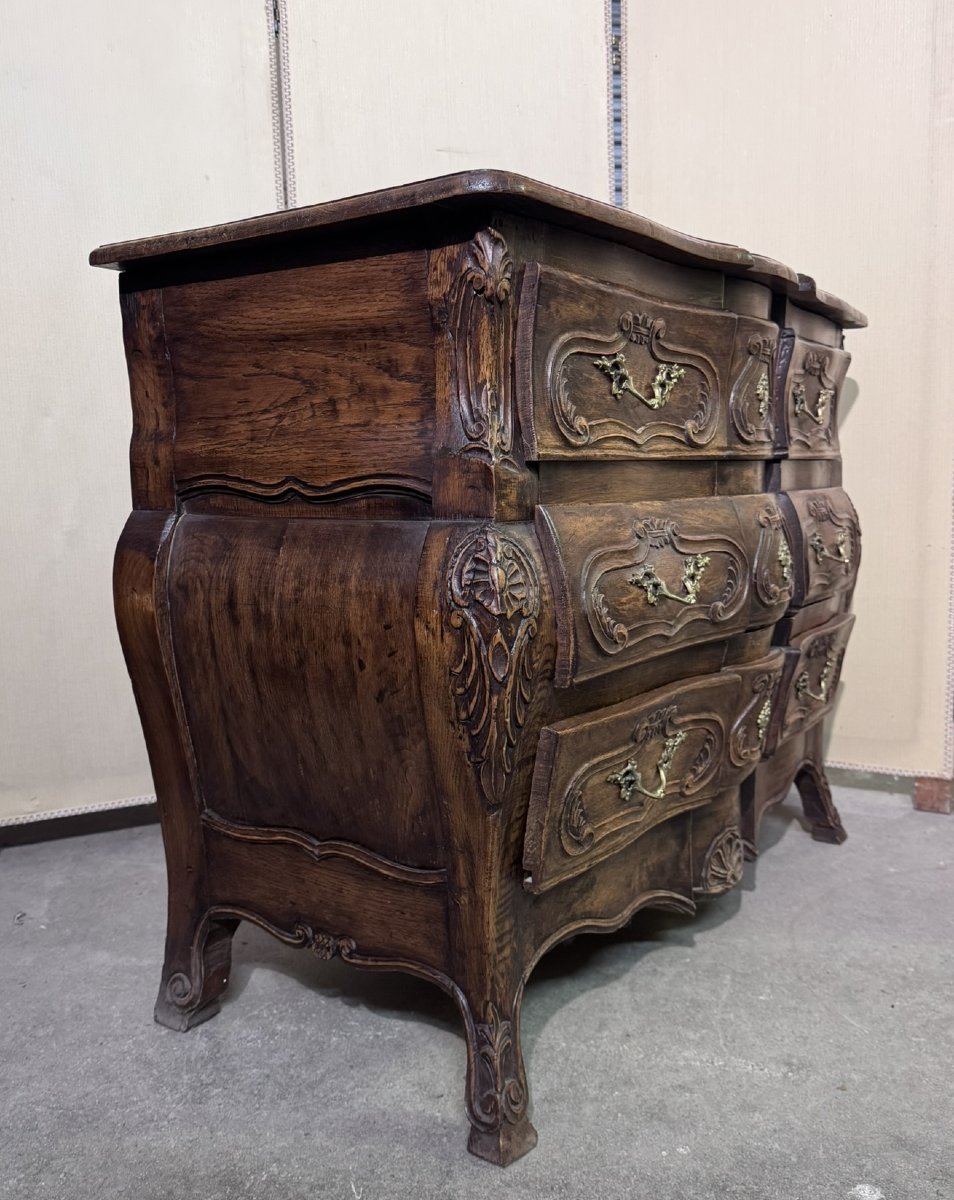 Louis XV Style Provençal Bombé Commode In Solid Wood-photo-5