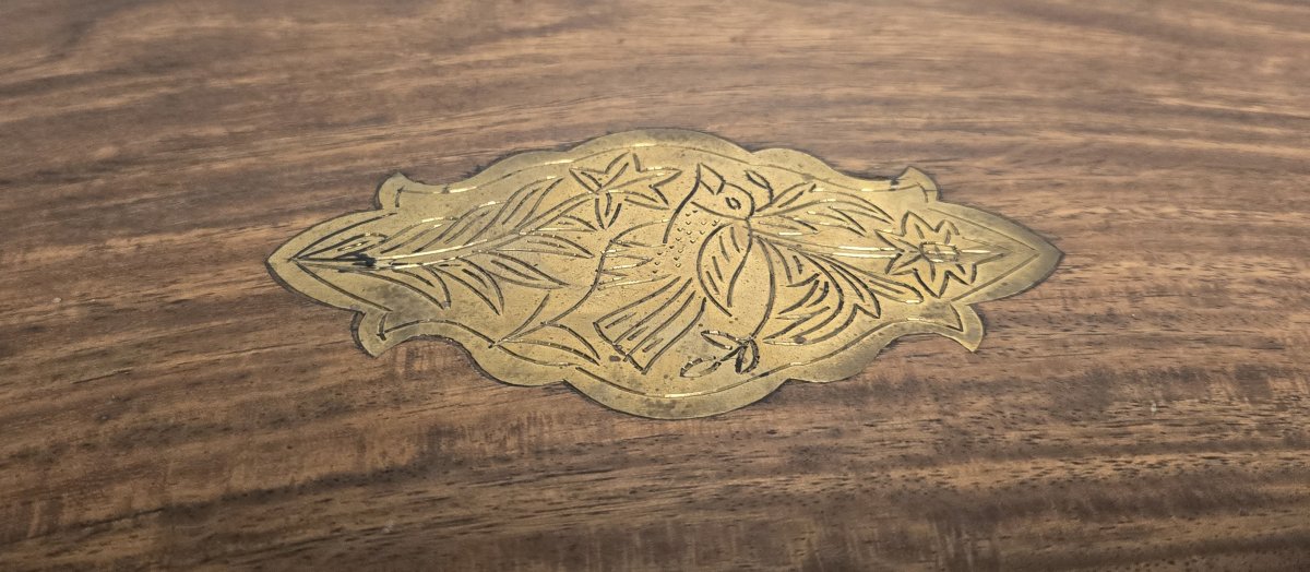 English Box In Rosewood And Gilt Brass Marquetry-photo-3