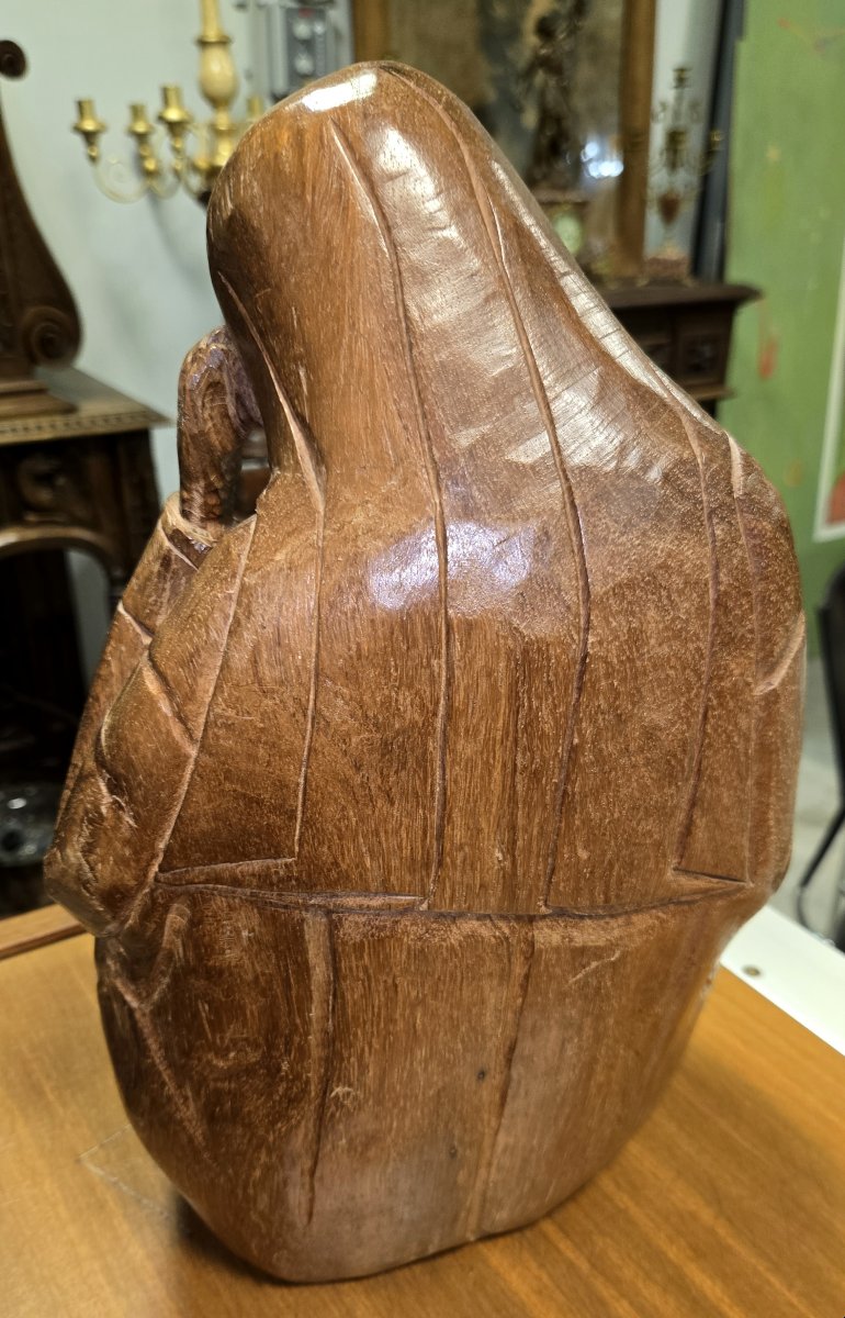 Pietà Or Virgin Of Pity, Solid Wood Sculpture, 19th Century-photo-6