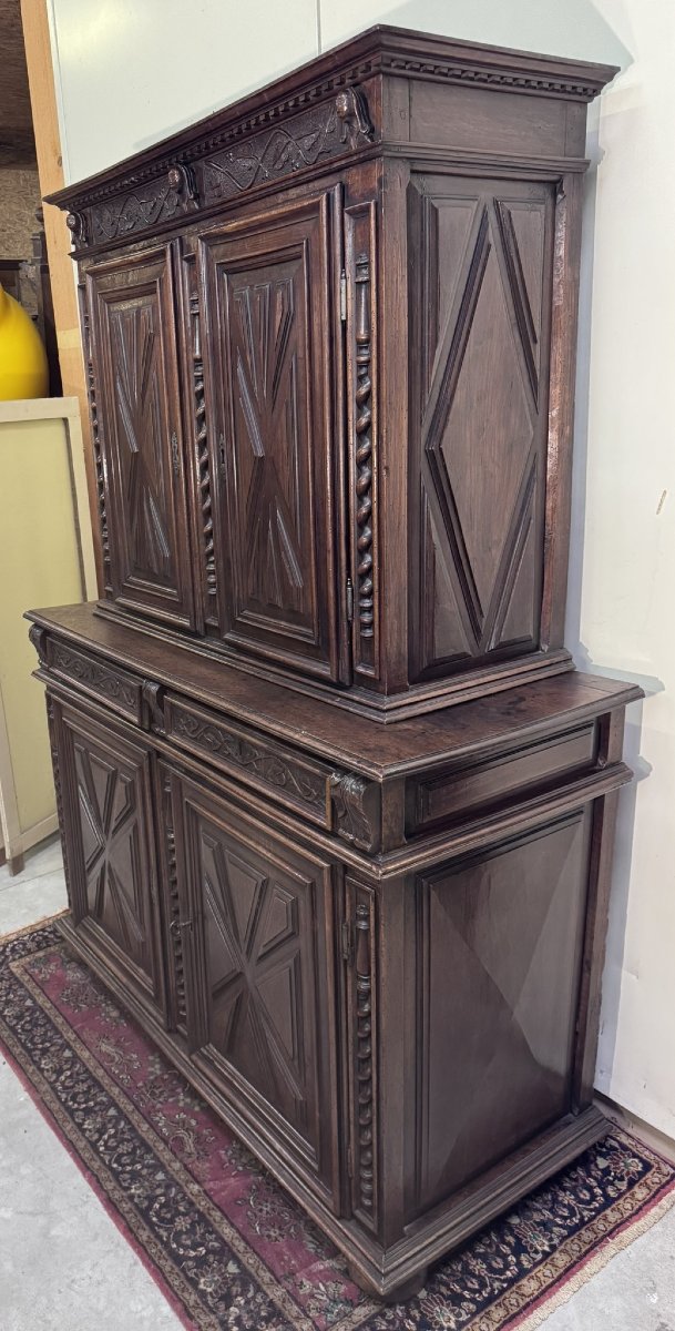Buffet à Quatre Volets époque Louis XIII en noyer massif-photo-2