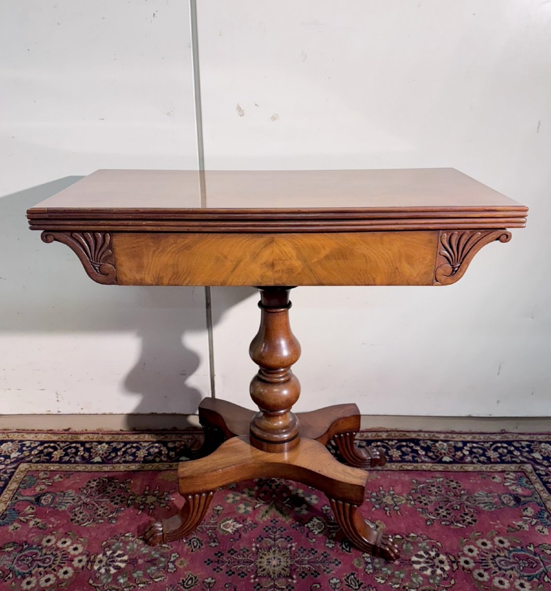 19th-century England: Charles X Style Games Table In Light Mahogany-photo-1