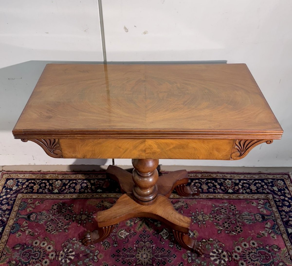 19th-century England: Charles X Style Games Table In Light Mahogany-photo-2