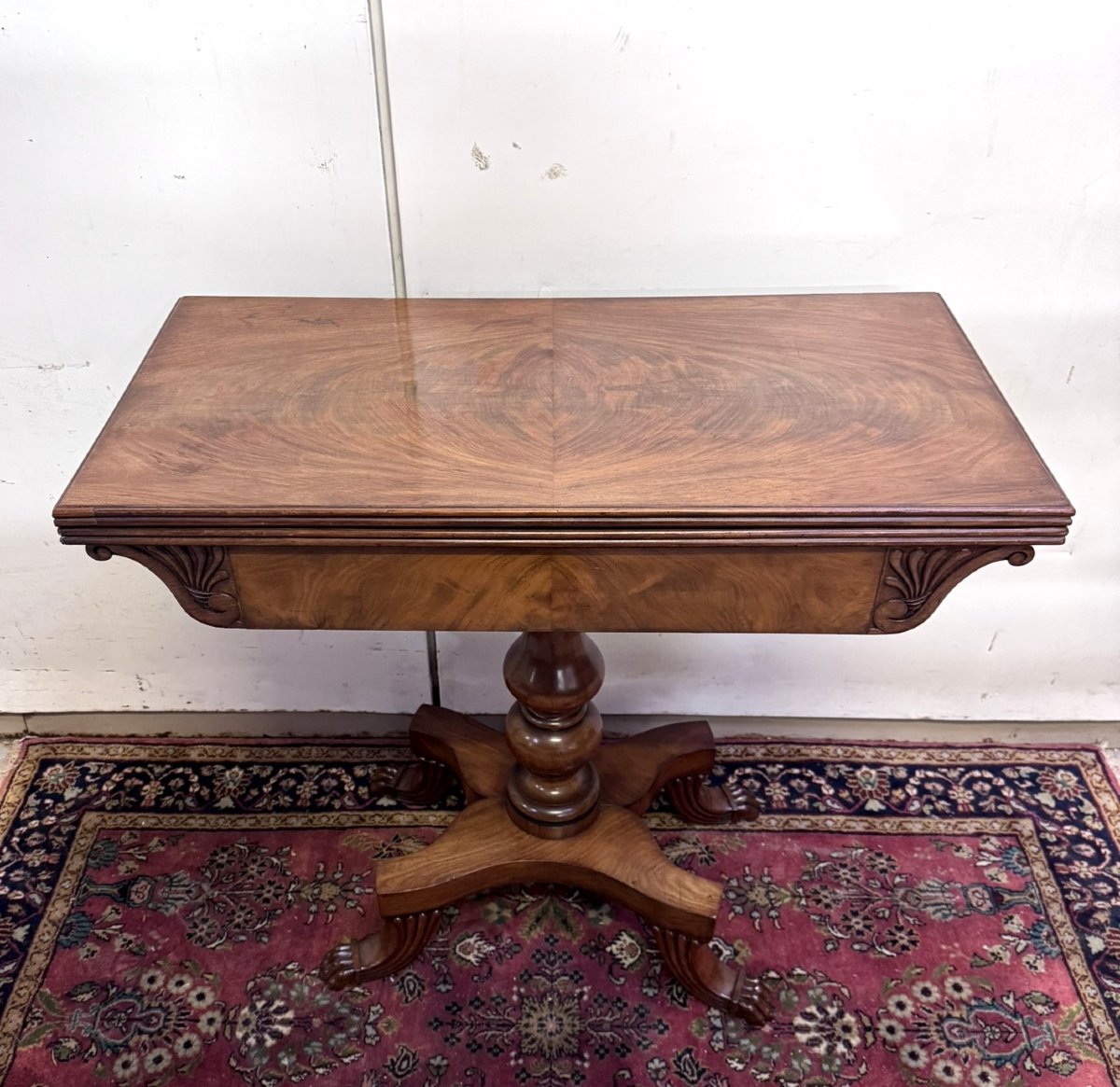 19th-century England: Charles X Style Games Table In Light Mahogany-photo-3