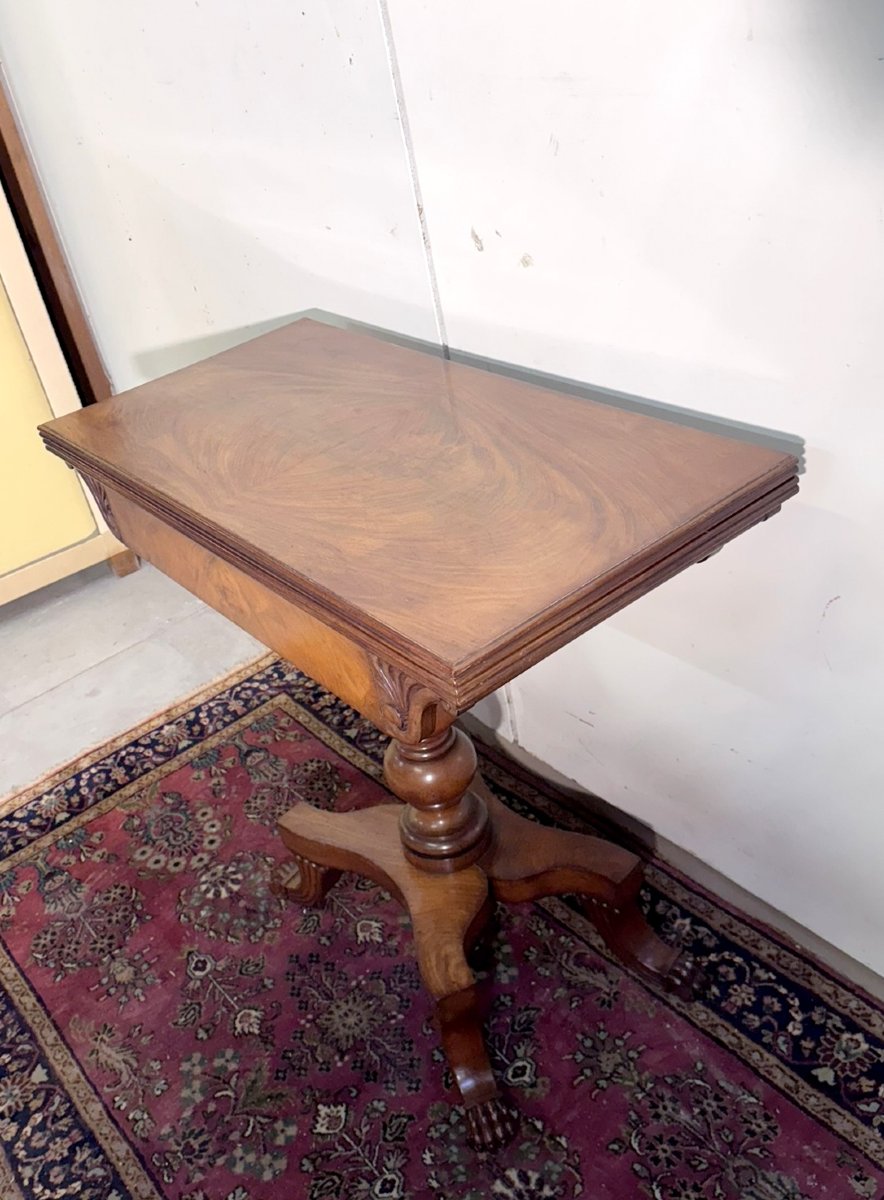 19th-century England: Charles X Style Games Table In Light Mahogany-photo-5