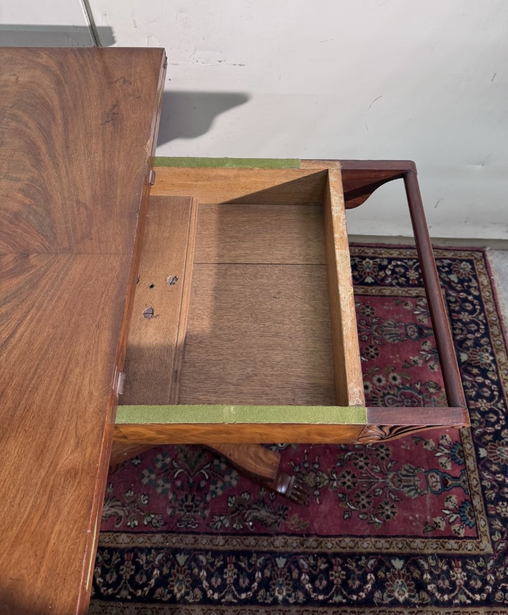 19th-century England: Charles X Style Games Table In Light Mahogany-photo-8