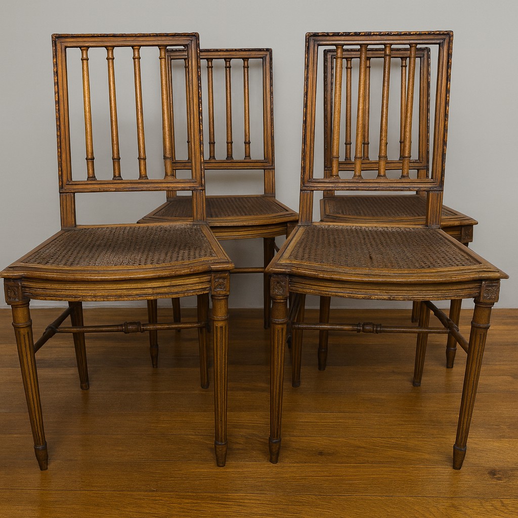 Série de quatre chaises style Louis XVI en bois sculpté