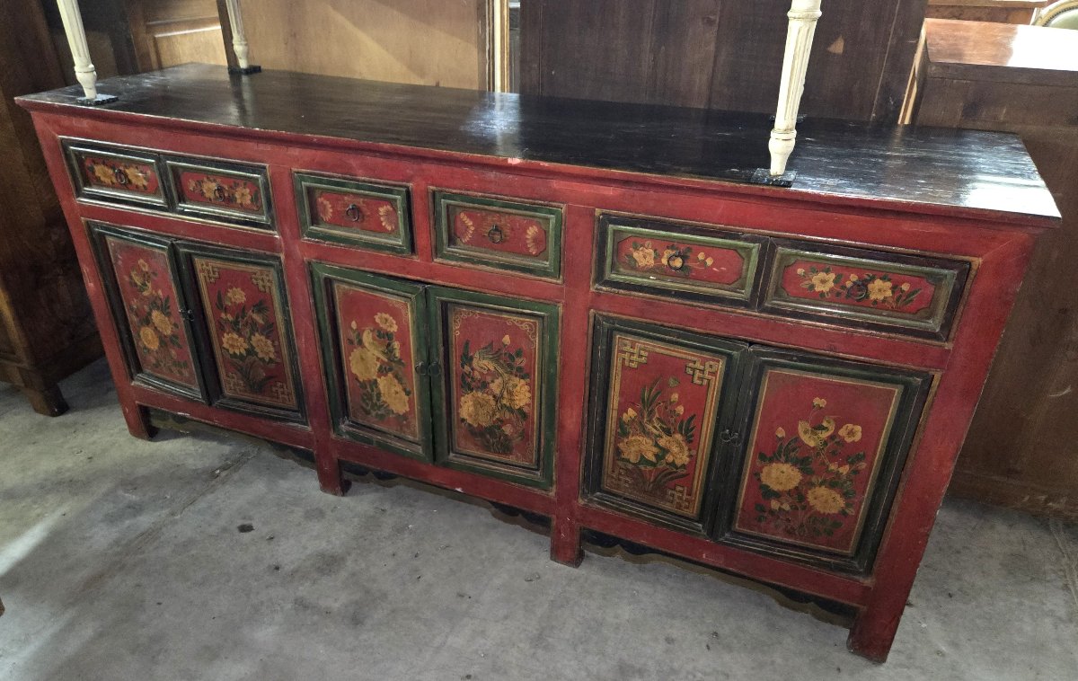 19th Century Asia: Very Large Lacquered Wood Sideboard-photo-1