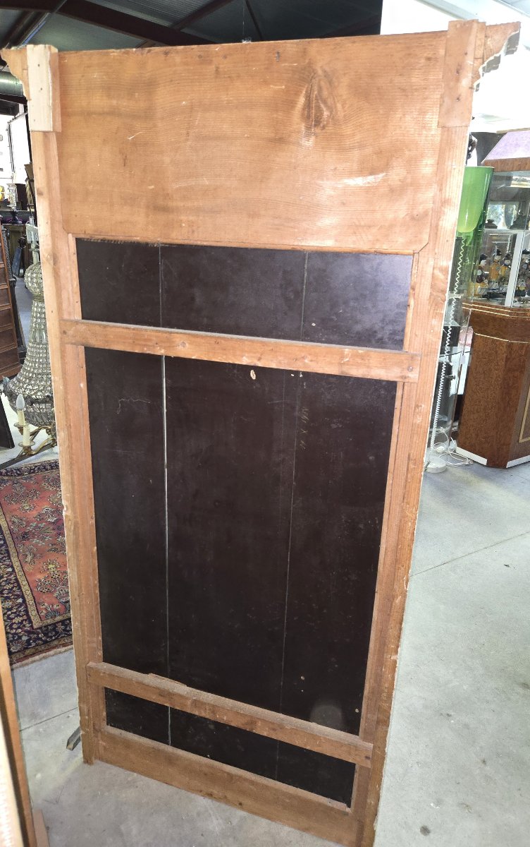 Louis XVI Style Trumeau Mirror With A Painted Wooden Frame In A Patinated Cream Tone-photo-7