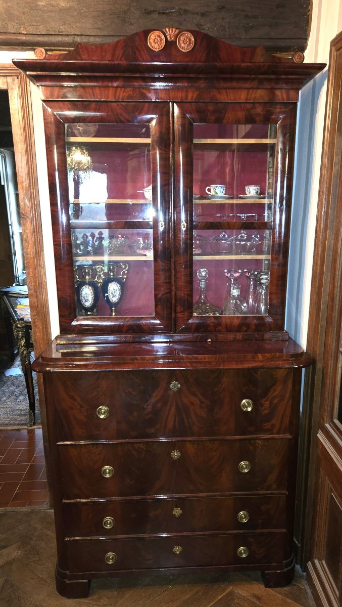 A Superb English Mahogany Bookcase/chest Of Drawers/secretary, In The Empire Or Restoration -photo-1