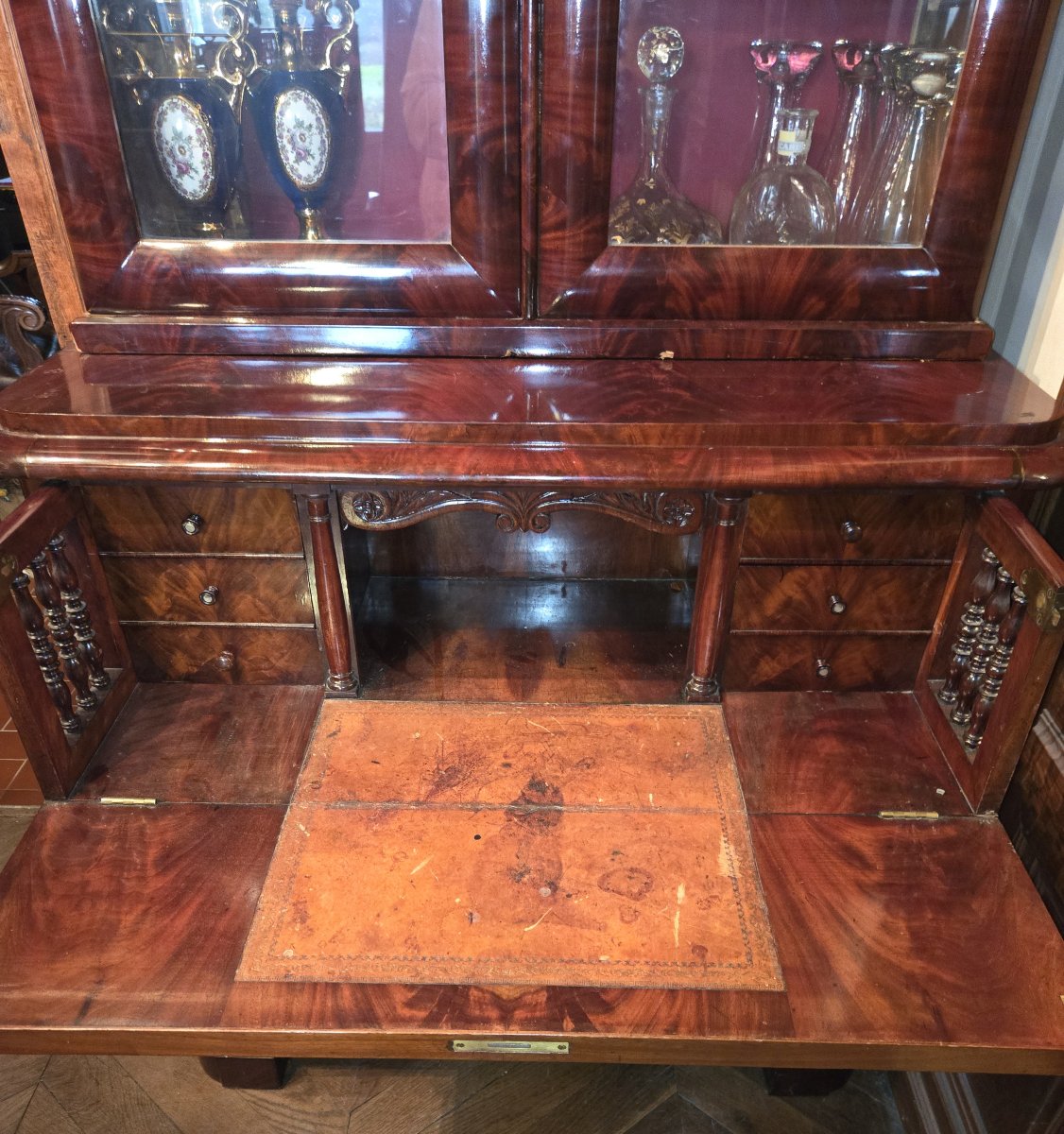 A Superb English Mahogany Bookcase/chest Of Drawers/secretary, In The Empire Or Restoration -photo-3
