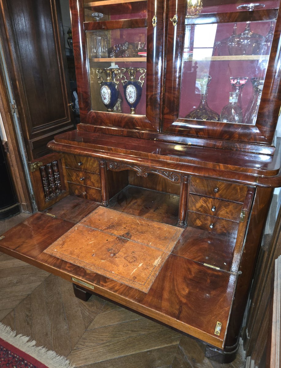 A Superb English Mahogany Bookcase/chest Of Drawers/secretary, In The Empire Or Restoration -photo-4