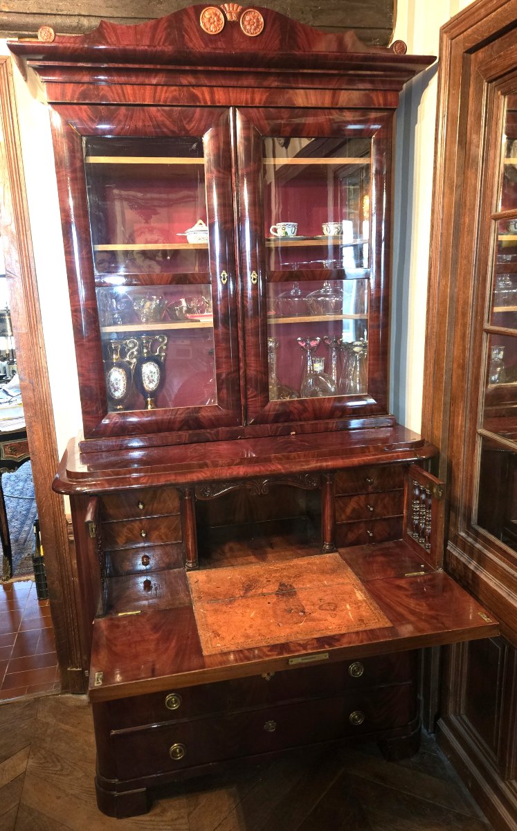A Superb English Mahogany Bookcase/chest Of Drawers/secretary, In The Empire Or Restoration -photo-5