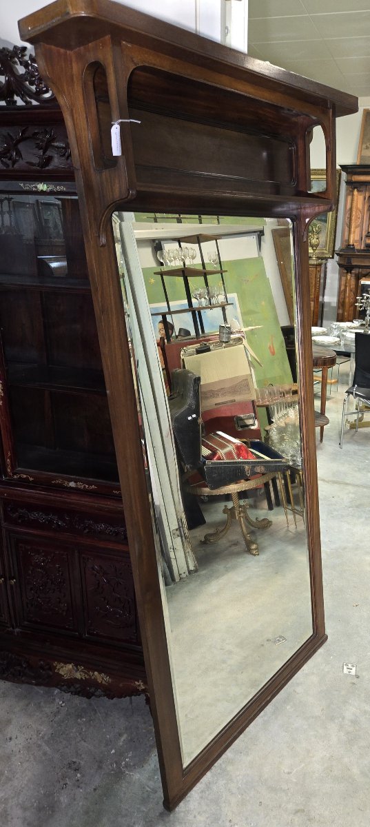 Trés grand miroir trumeau époque Art Nouveau en acajou / h 196cm-photo-6