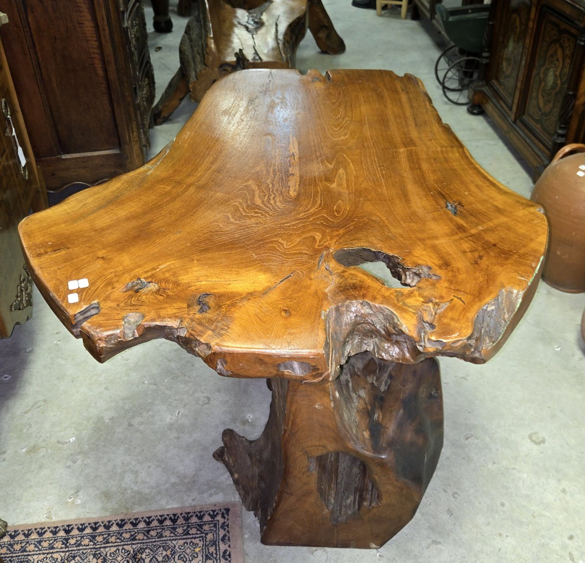 Table Made Of Carved Olive Wood, Crafted From A Root -photo-5