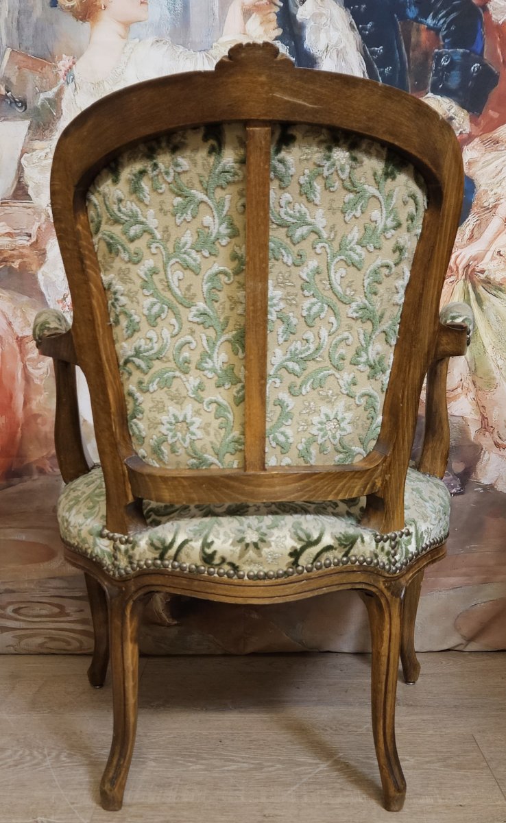 Louis XV Style Armchair, Accompanied By Its Matching Footstool-photo-3