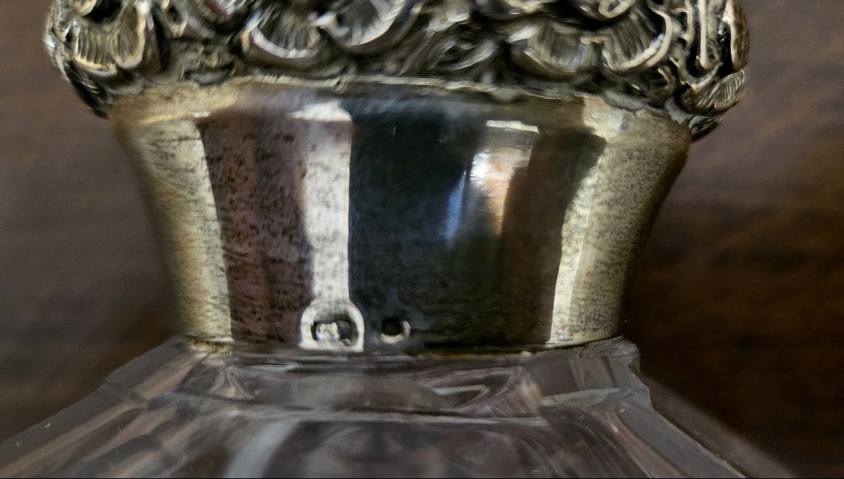 Carafe ancienne en cristal taillé – Monture en argent / époque Art Déco-photo-6