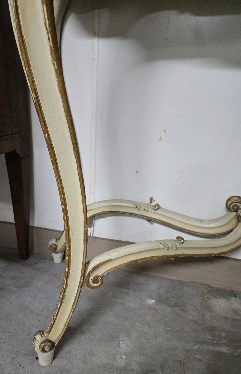 Console And Large Louis XV Style Mirror In Lacquered And Gilded Wood -photo-6