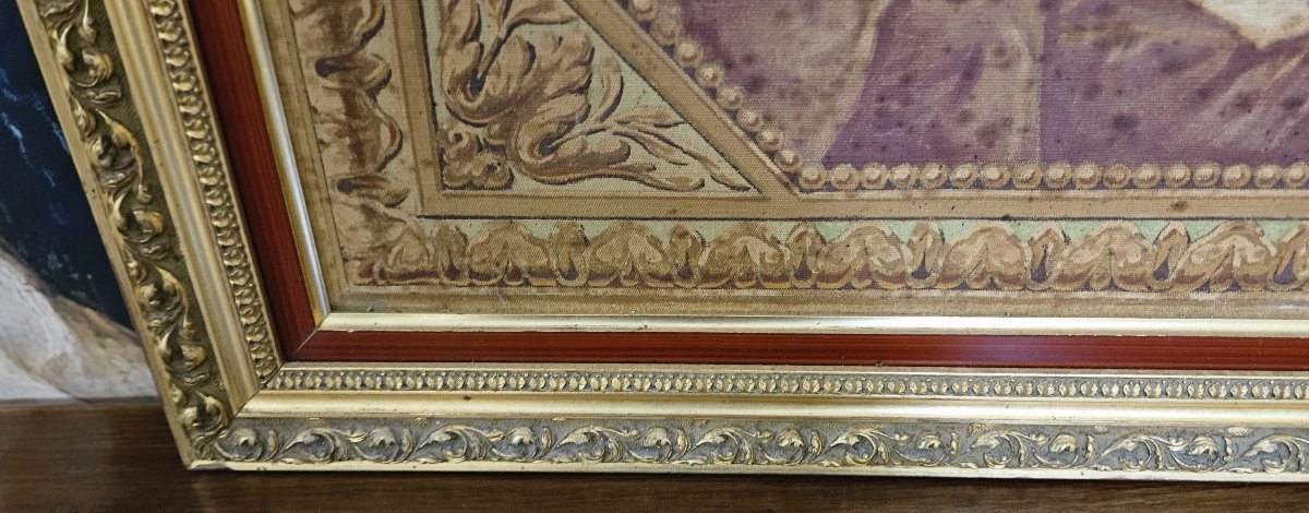 After Greuze: An Old Painting Depicting A Young Woman At A Window-photo-5