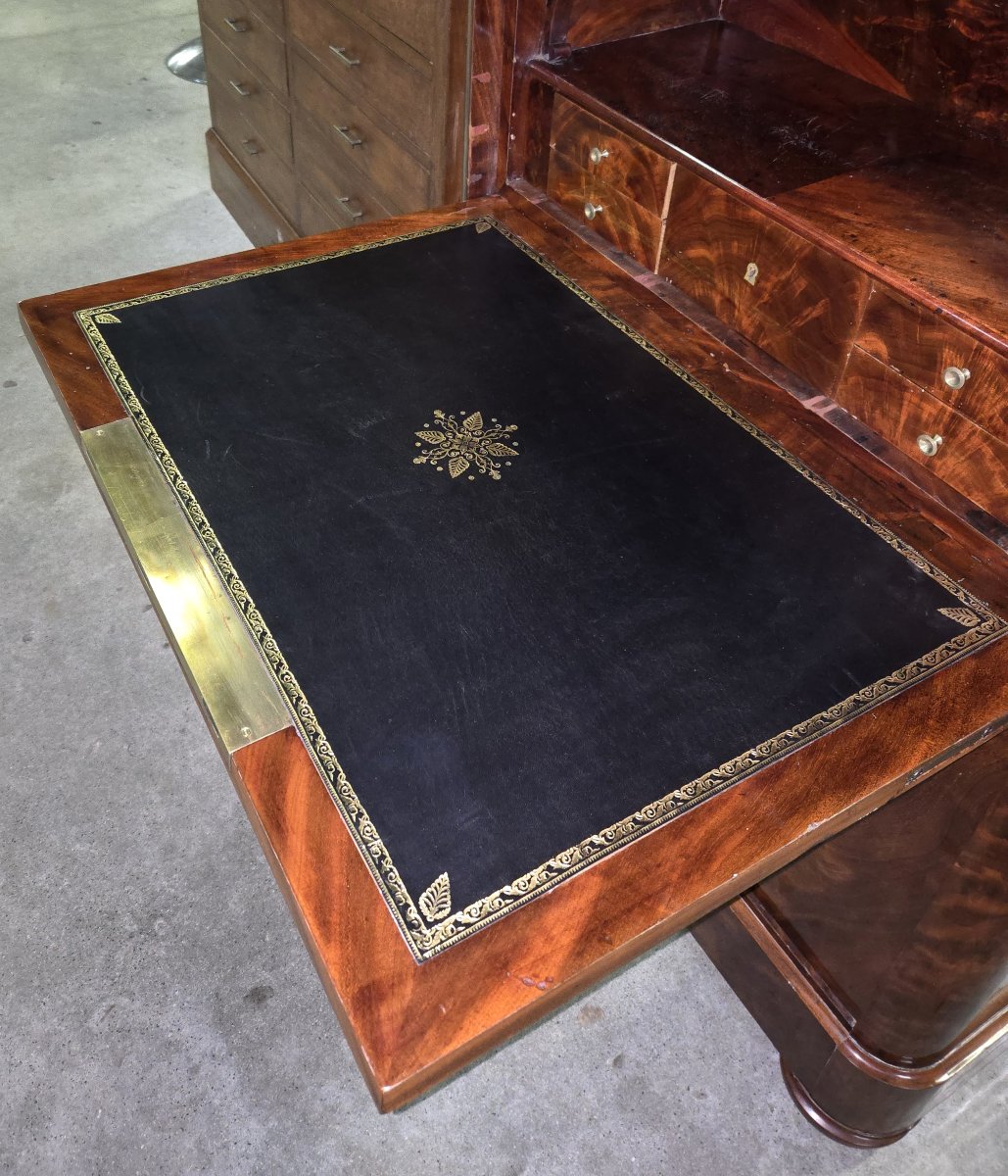 Restoration Period Secretary Desk In Flamed Mahogany-photo-5