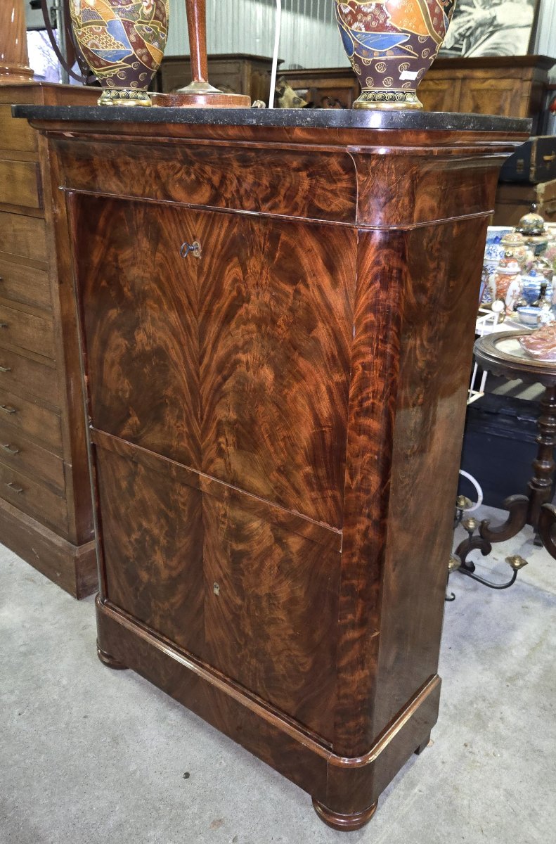 Restoration Period Secretary Desk In Flamed Mahogany-photo-8
