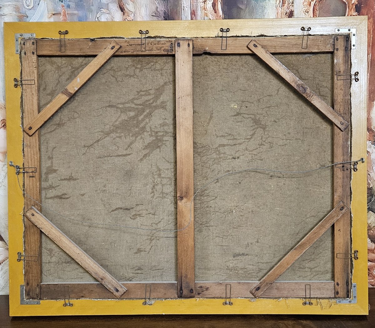 Tableau huile sur toile représentant une scène romantique-photo-7