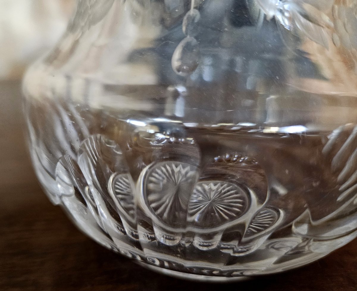 Pair Of Antique Louis XVI Style Crystal And Silver Bottles, Finely Engraved-photo-5