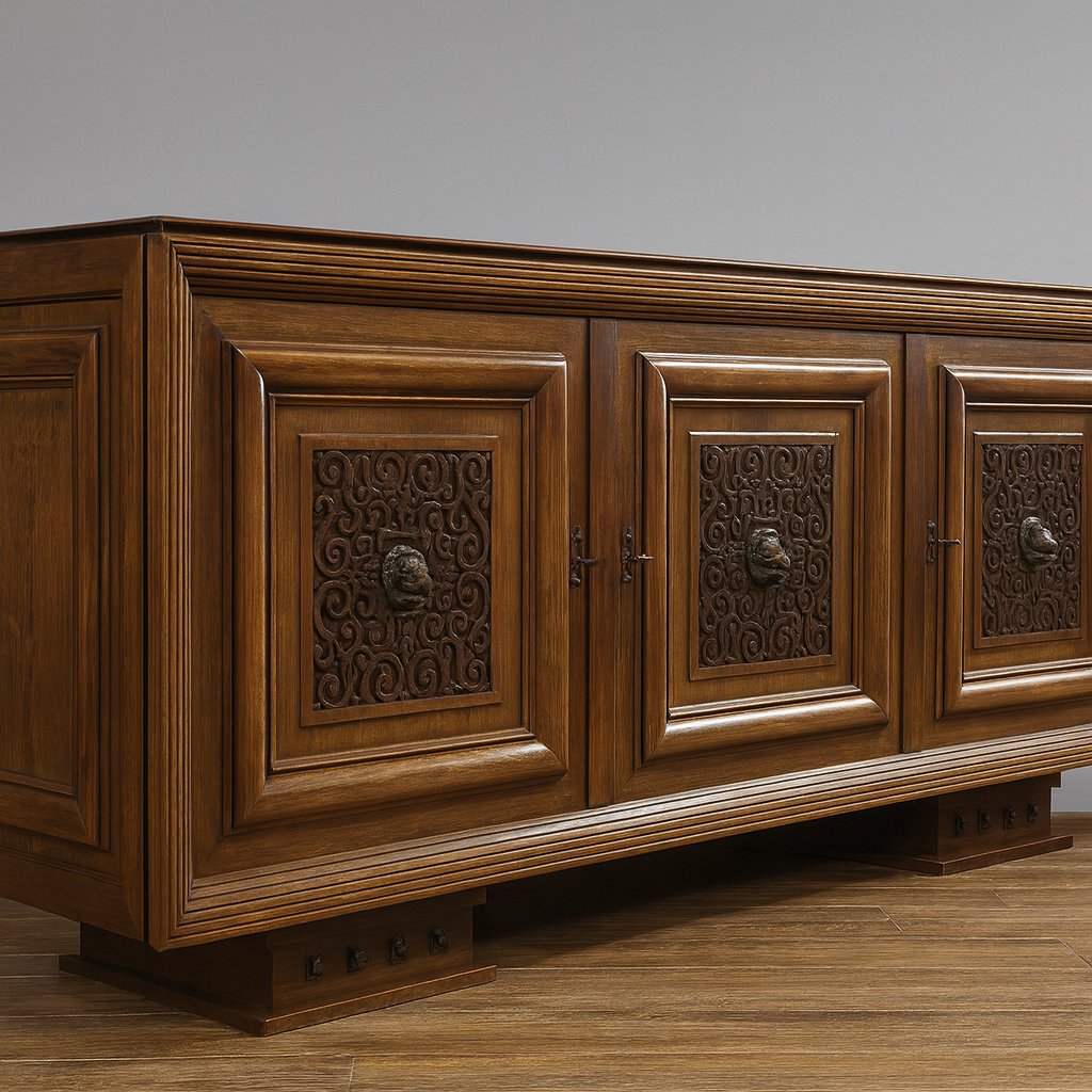 D'après Charles Dudouyt : buffet en enfilade époque Art Déco en bois massif -photo-1