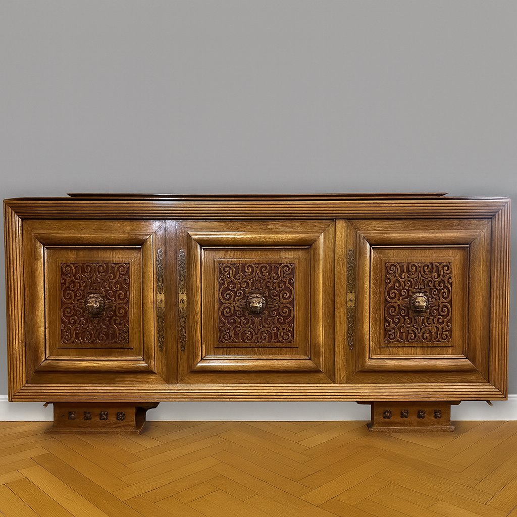 D'après Charles Dudouyt : buffet en enfilade époque Art Déco en bois massif -photo-8