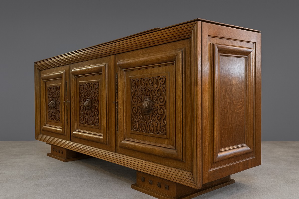 D'après Charles Dudouyt : buffet en enfilade époque Art Déco en bois massif 