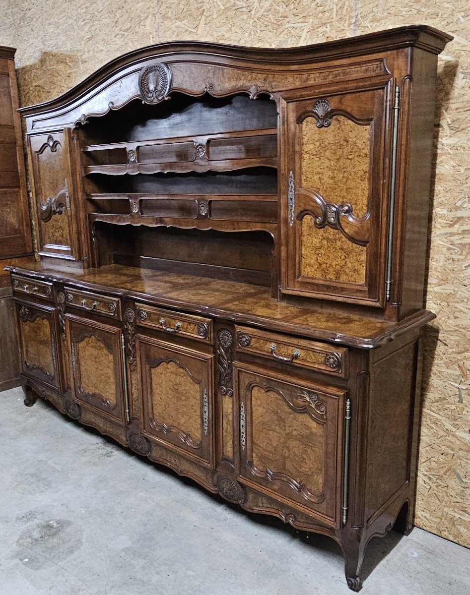 Grand buffet vaisselier en noyer et orme, de style Louis XV-photo-2