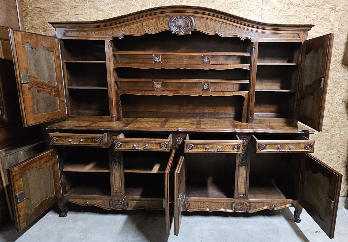 Grand buffet vaisselier en noyer et orme, de style Louis XV-photo-6