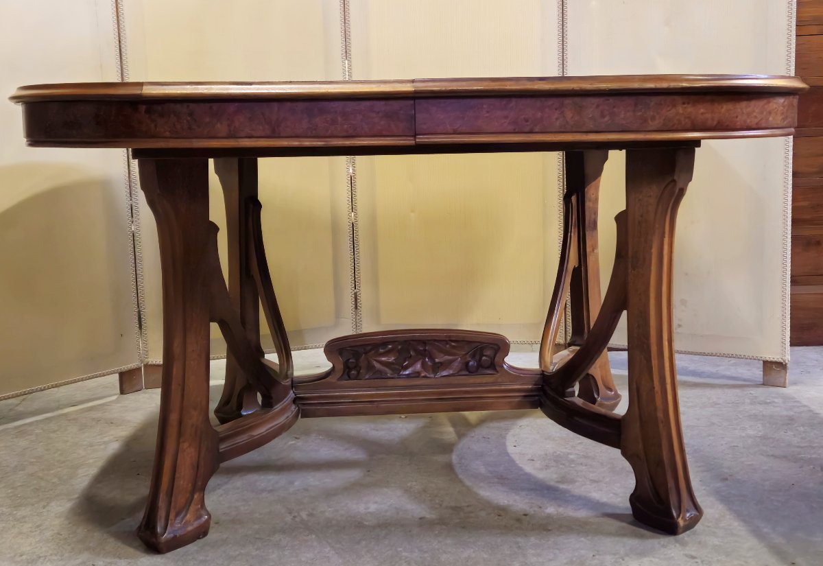 D'après Gauthier-Poinsignon : Table a allonges époque Art Nouveau en noyer-photo-2