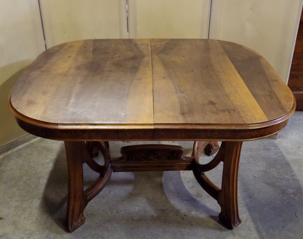 D'après Gauthier-Poinsignon : Table a allonges époque Art Nouveau en noyer-photo-3