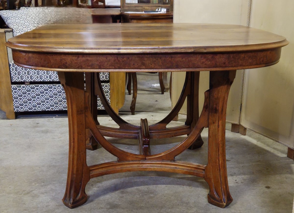D'après Gauthier-Poinsignon : Table a allonges époque Art Nouveau en noyer-photo-6
