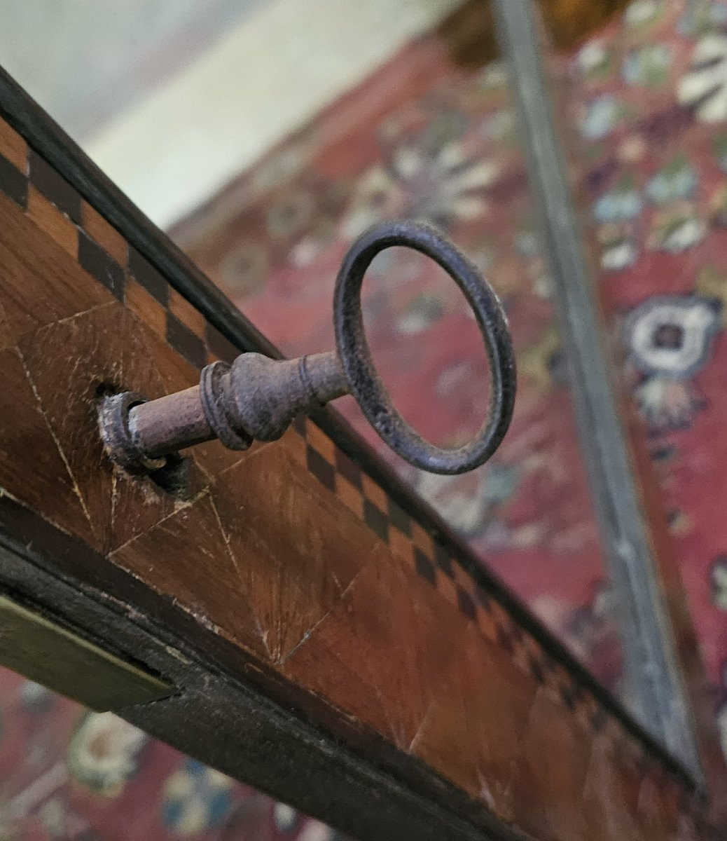 Antique Louis XV Period Display Case In Marquetry With Geometric Designs-photo-4