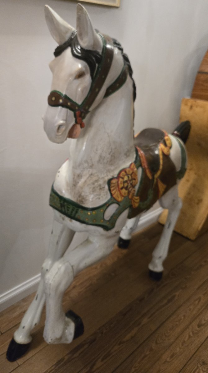 Grand cheval de manége carroussel - Art nouveau-photo-3