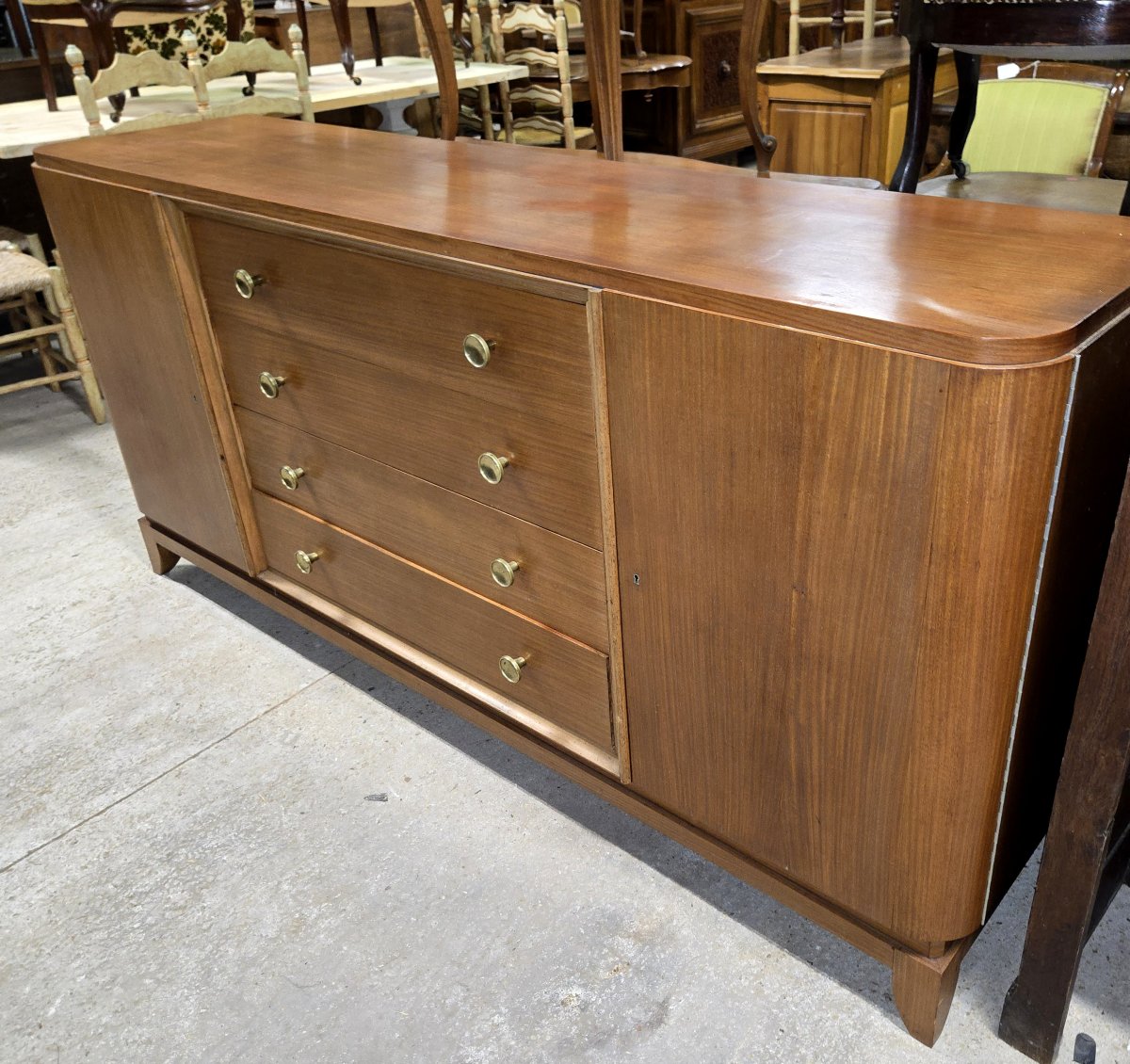 After André Arbus, Art Deco Period Sideboard In Light Mahogany-photo-4