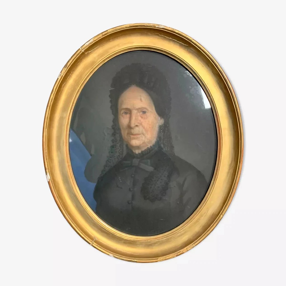 19th-century Portrait Depicting A Woman Dressed In Black-photo-2