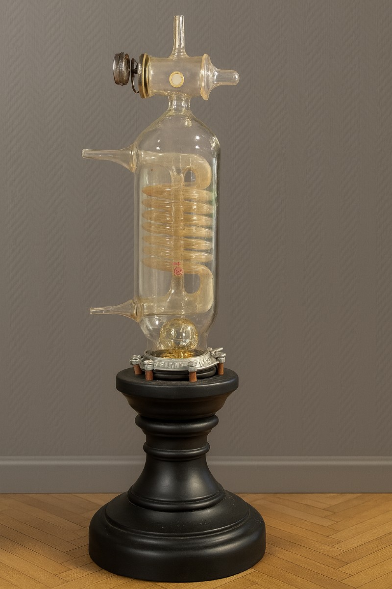 Designer Lamp Resembling A Blown Glass Scientific Tube