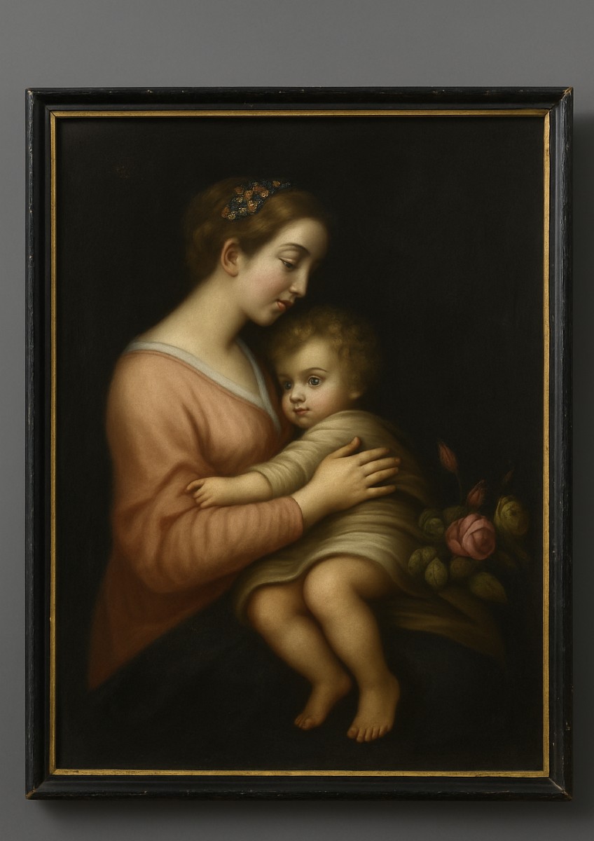 Oil On Canvas, Italian School, 18th Century, Depicting A Madonna And Child