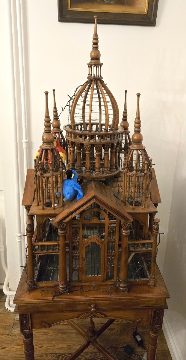 Grande volière architecturale en bois–Travail d’ébénisterie de la premiére moitié du XXeme-photo-4