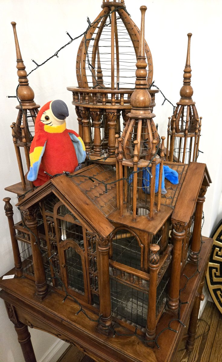 Grande volière architecturale en bois–Travail d’ébénisterie de la premiére moitié du XXeme-photo-5