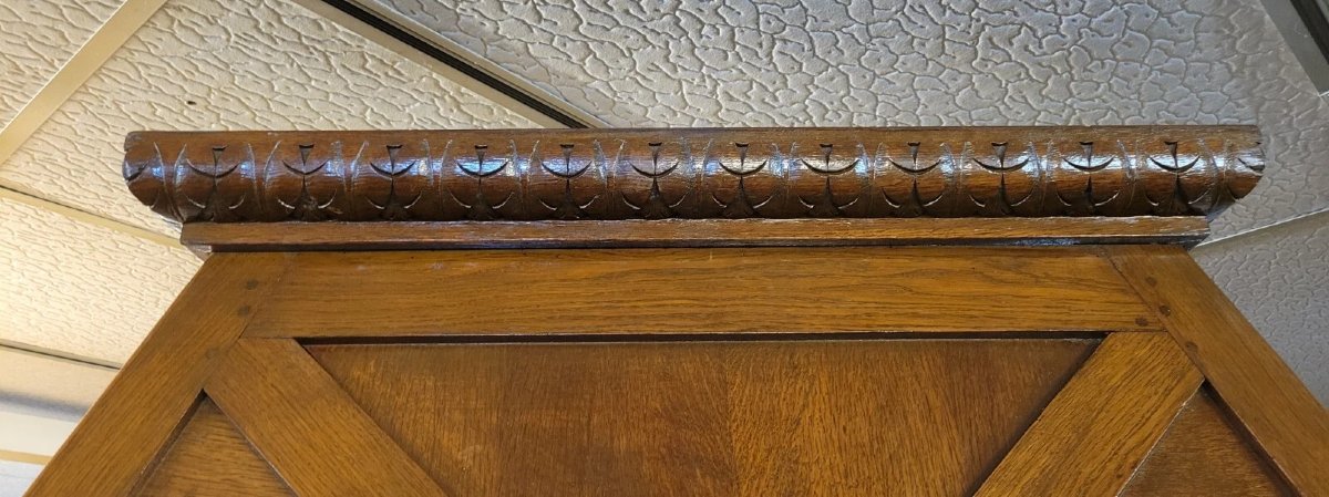 Importante cheminée architecturale en bois massif, datant du XIXᵉ siècle-photo-3