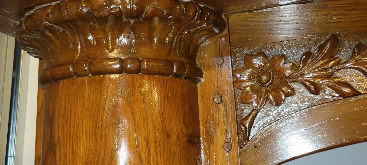 Importante cheminée architecturale en bois massif, datant du XIXᵉ siècle-photo-4