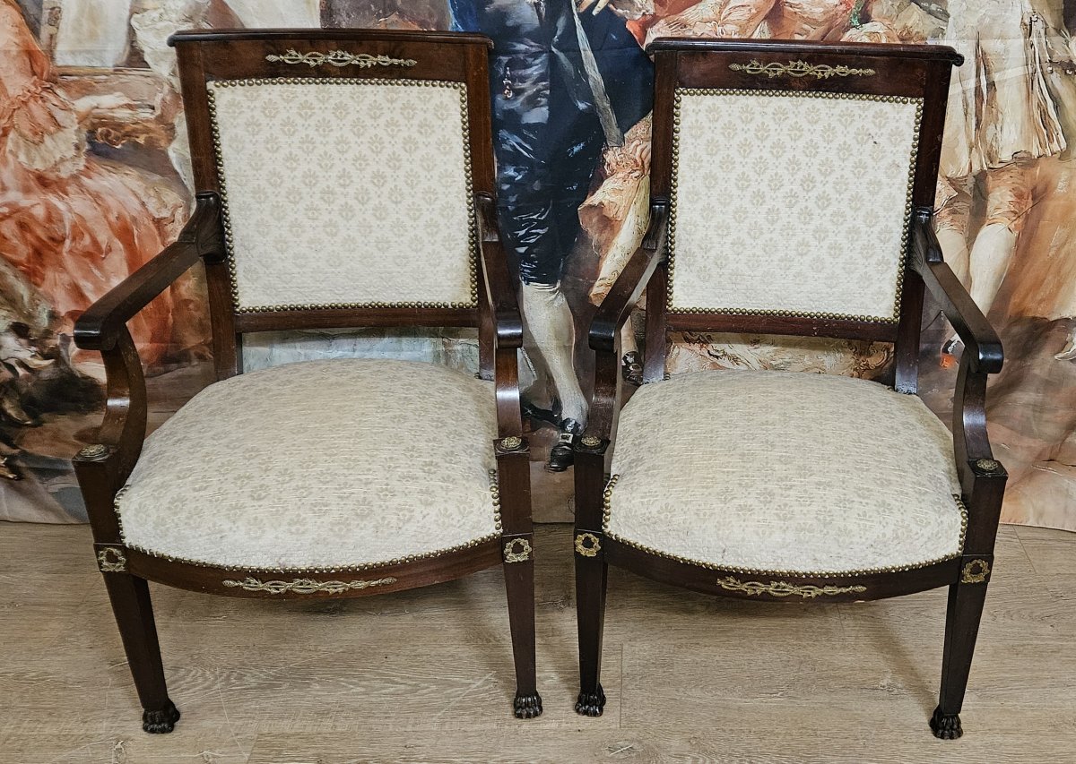 paire de fauteuils époque Empire en acajou, datant du début du XIXᵉ siècle (C)-photo-2