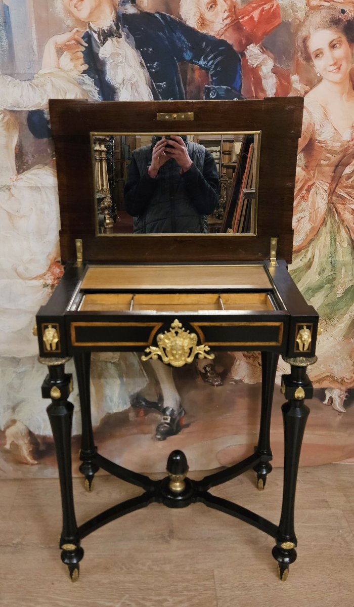 Table de courtoisie "Boulle" époque Napoléon III en marquéterie-photo-5