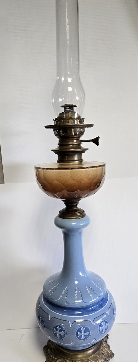 Très grande lampe à pétrole ancienne / haut 70cm-photo-1